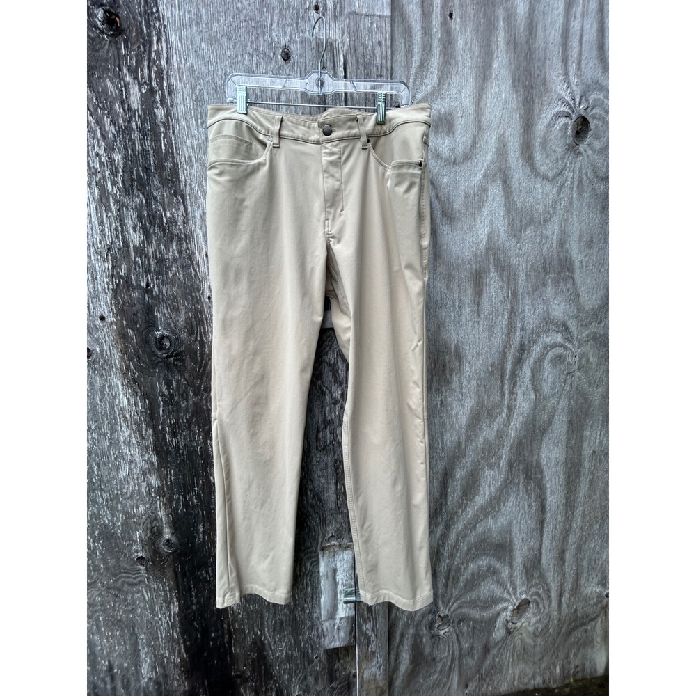 Lululemon ABC Pant Slim 34 Tan Warpstreme 5 Pocket Tech Stretch Golf Travel Work